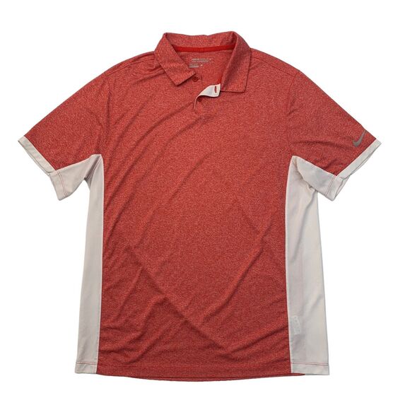 Nike Golf Shirt Mens L Large Red White Lightweight Tour Performance Dri Fit Polo - Picture 1 of 12